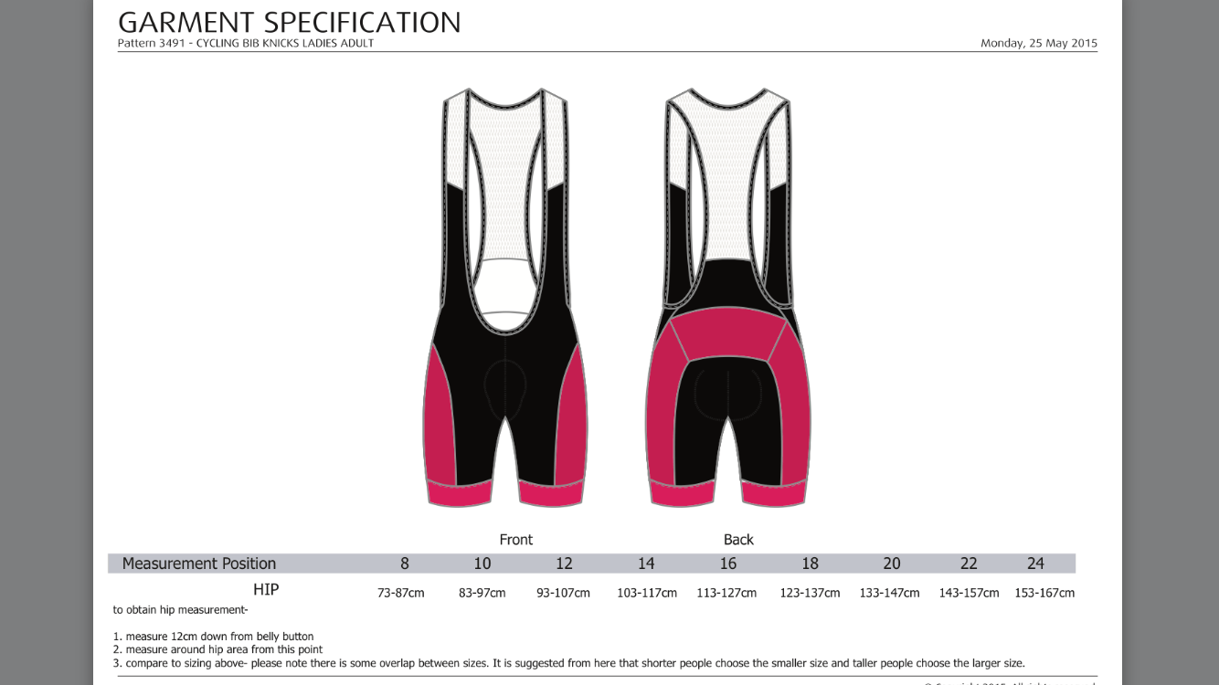 Size womens bibs The Physio Studio