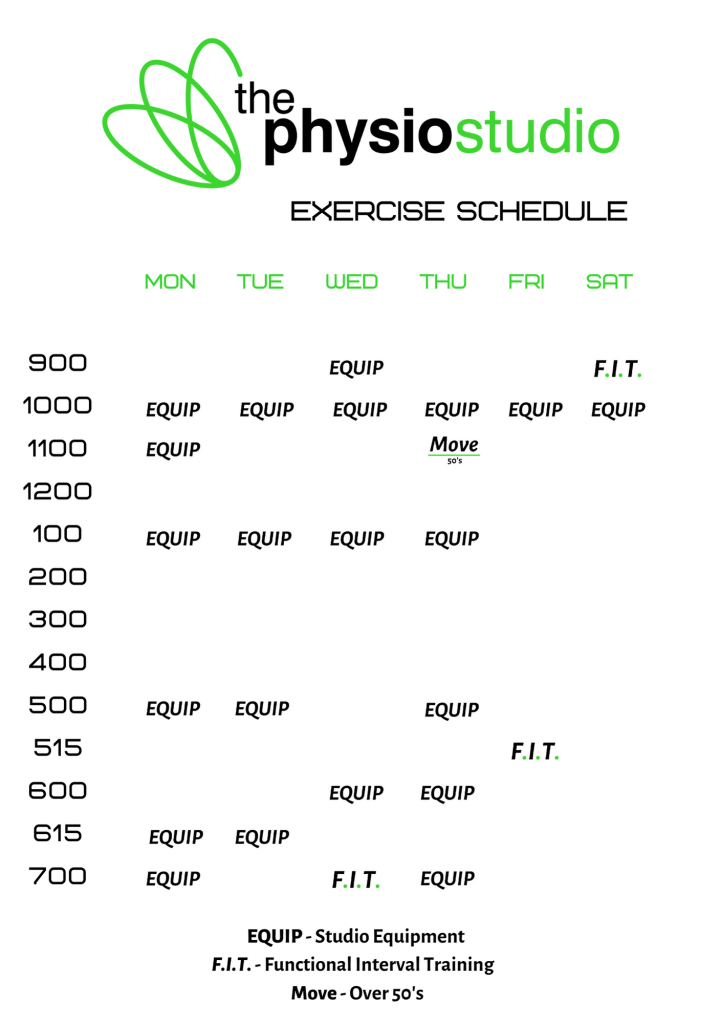 Clinical Pilates Exercise Schedule Clinical Pilates Exercise Schedule